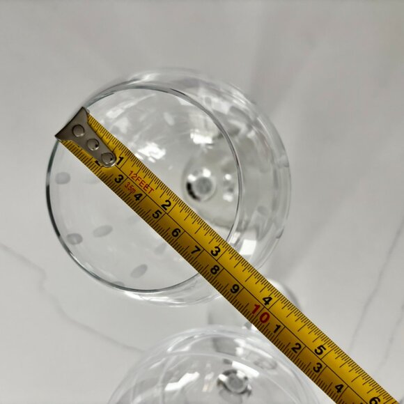 Mikasa Globe Wine Glasses Cheers Collection Etched w Swirl Lines & Dots Large EC - Picture 5 of 7